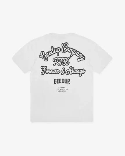 GEEDUP COMPANY TEE WHITE NAVY
