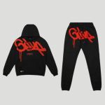 Geedup Handstyle Kids Tracksuit Black/Burnt Orange